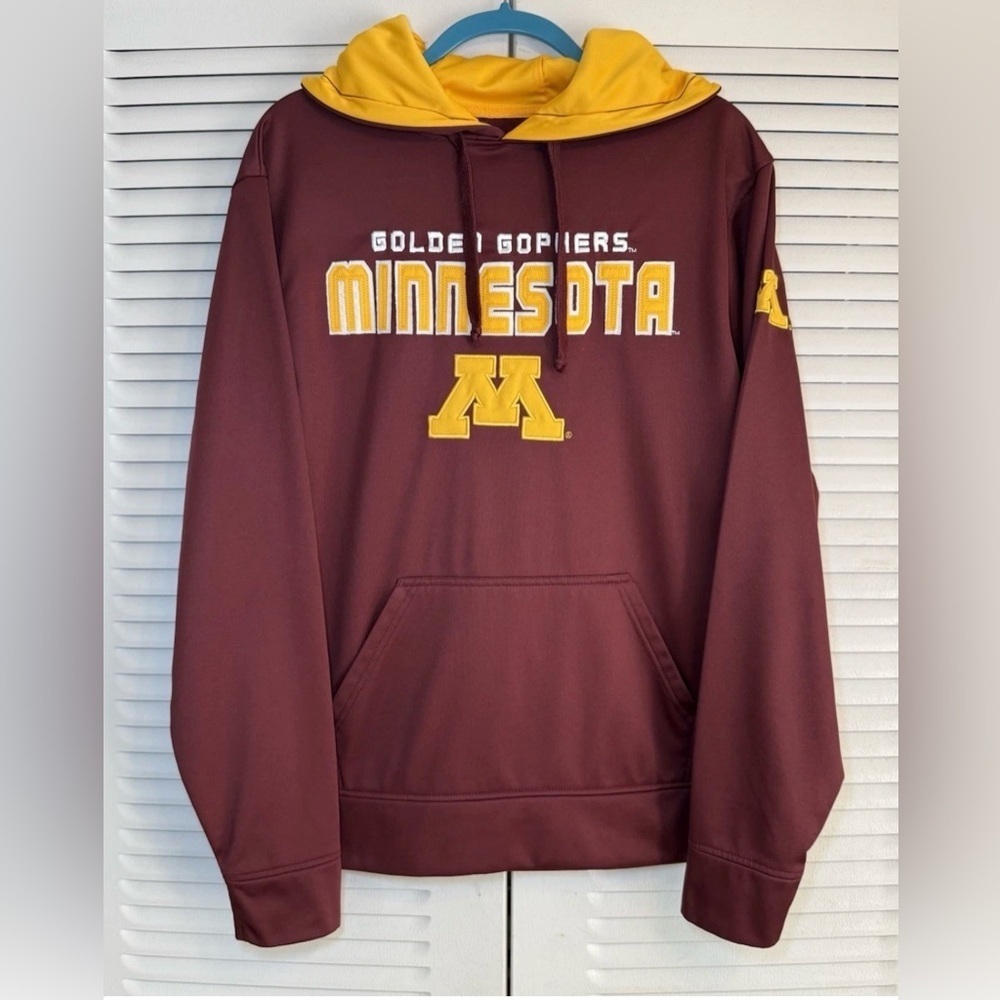 Minnesota Golden Gophers Long Sleeve Sweatshirt Hoodie Sz L Stitched Cover One